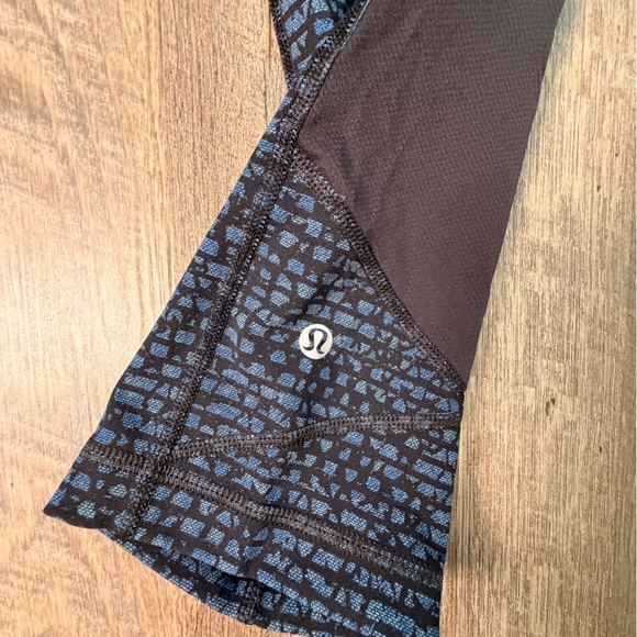 Lululemon Pace Rival Crop Shatter Weave Desert Teal Alberta Lake Black Size 10 - Picture 4 of 10